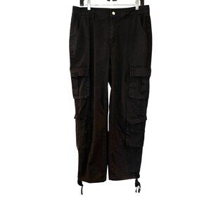 Gilipur Cargo Pants Womens XL Stretch Ankle Ties Casual Utility Gorpcore Black
